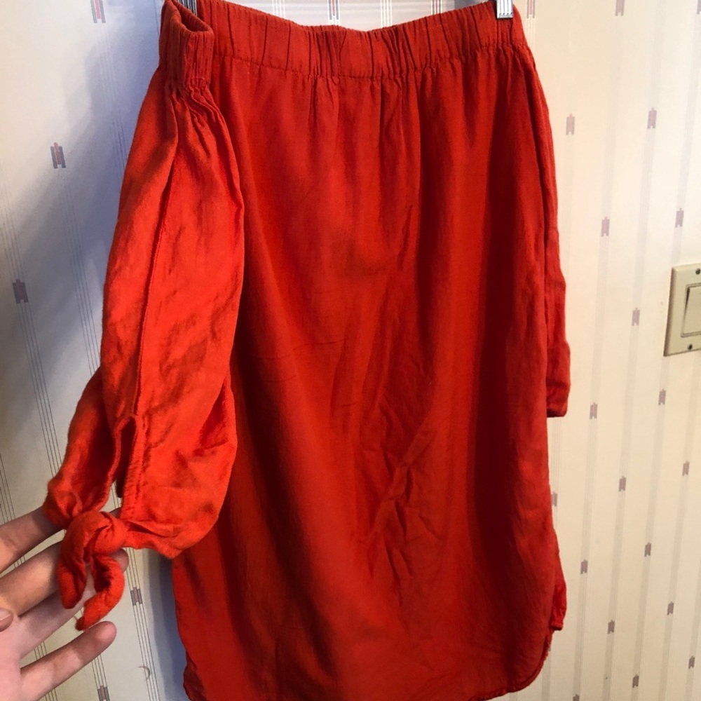 Orange Shoulderless Dress